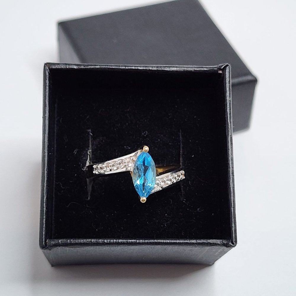 TGGC 925 Blue Topaz Ring Size 8
